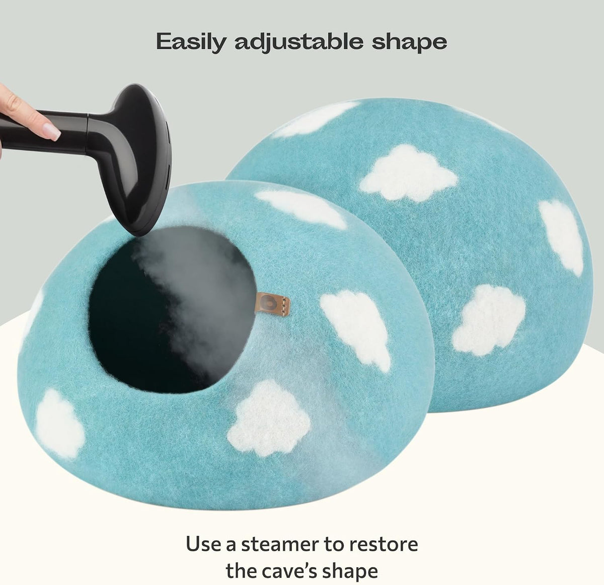 Cat Cave, New Zealand Wool Bed for Indoor Cats - Nap Blue / Large - image 3