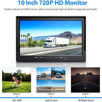 10" HD Backup Camera System Kit, Loop Recording Large Monitor with Wired Rear View Camera, IR Night Vision Waterproof Camera with Safe Parking Lines for Bus, Semi-Truck, Trailer, RV, BY104A