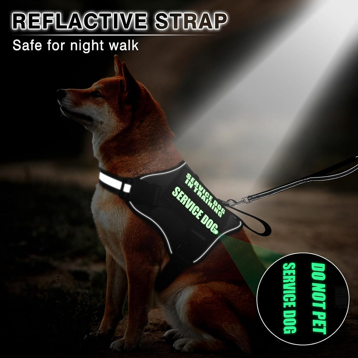 Service Dog Vest Harness and Leash Set+10 Patches - Large / Black - image 3