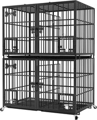 aboxoo 42 inch Stackable Heavy Duty Metal Dog Crate for 4 Dogs/Large Dog,All Metal Open Top Access,Escape Proof Cage,Dog Kennel Indoor with Wheels,Floor Grid, Tray, Divider and Feeding Bowl