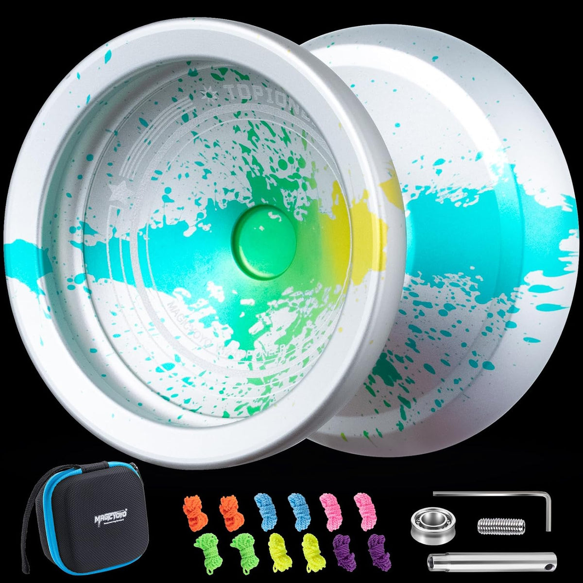 MAGICYOYO V12 Finger Spin Yoyo - Silver Green Yellow