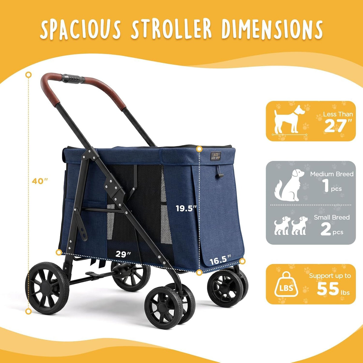 CANINE CANYON Scout Pet Stroller - Navy Blue - image 2