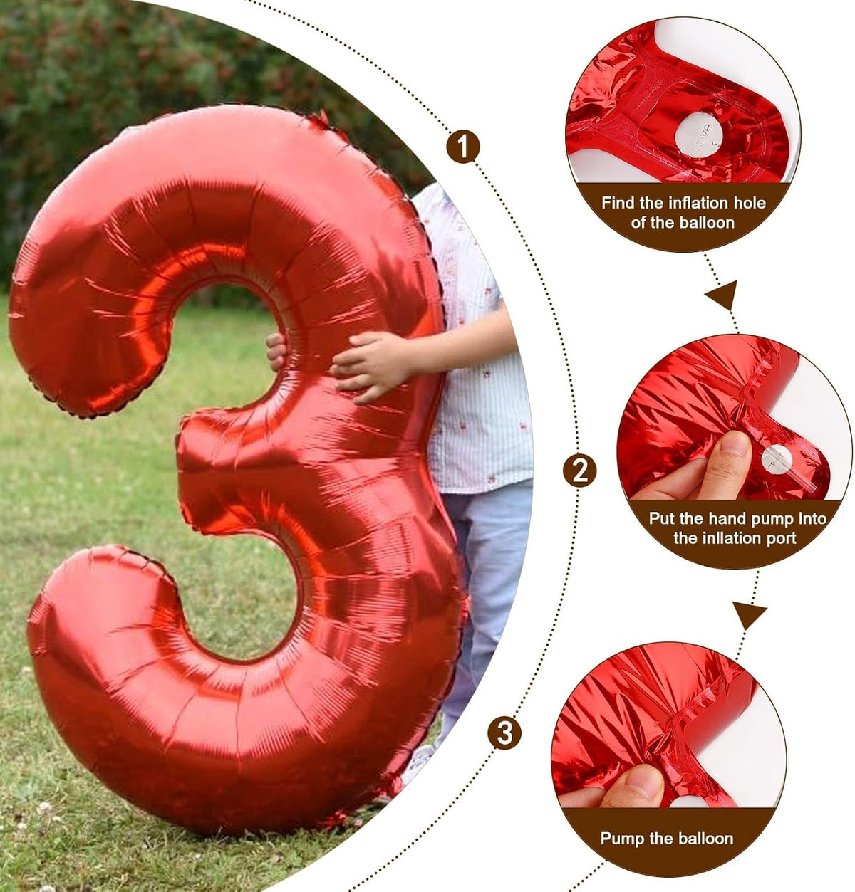 Number Balloons Blue 7 Balloon Numbers 40 inch for 7th Birthday - Red / Number 1 - image 3