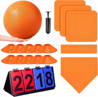 Jenaai blue kickball set with 10 inch ball, rubber bases, cones, scoreboard and pump - view 3