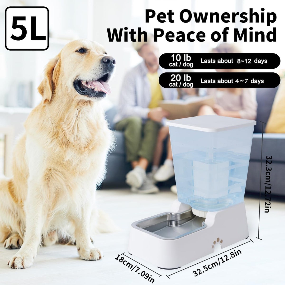 Meikuler Pets Auto Feeder 5.2L - White - image 4