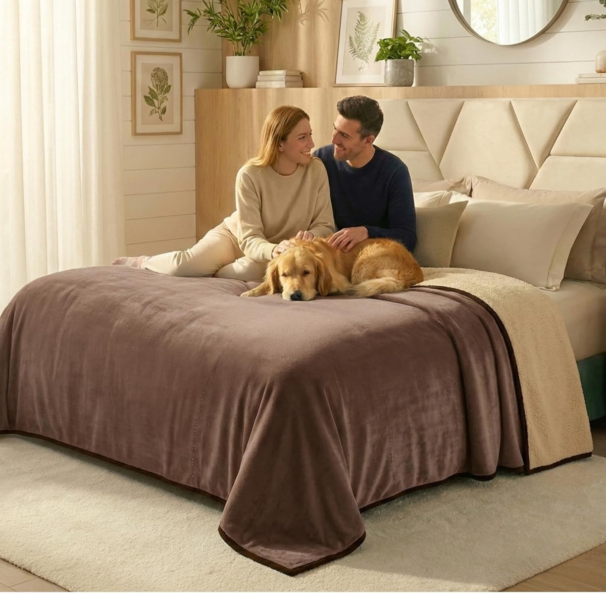 Paw Buddies Waterproof Blanket King Size 80"x90" for Dogs, Pets - Brown - image 2