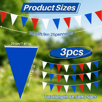 MAQIHAN 52.5 Ft Colorful Pennant Banner Flags - Red White Blue - 3PCS - image 2