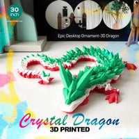 24" Large 3D Printed Dragon - Green White Red / 30 inch - image 3