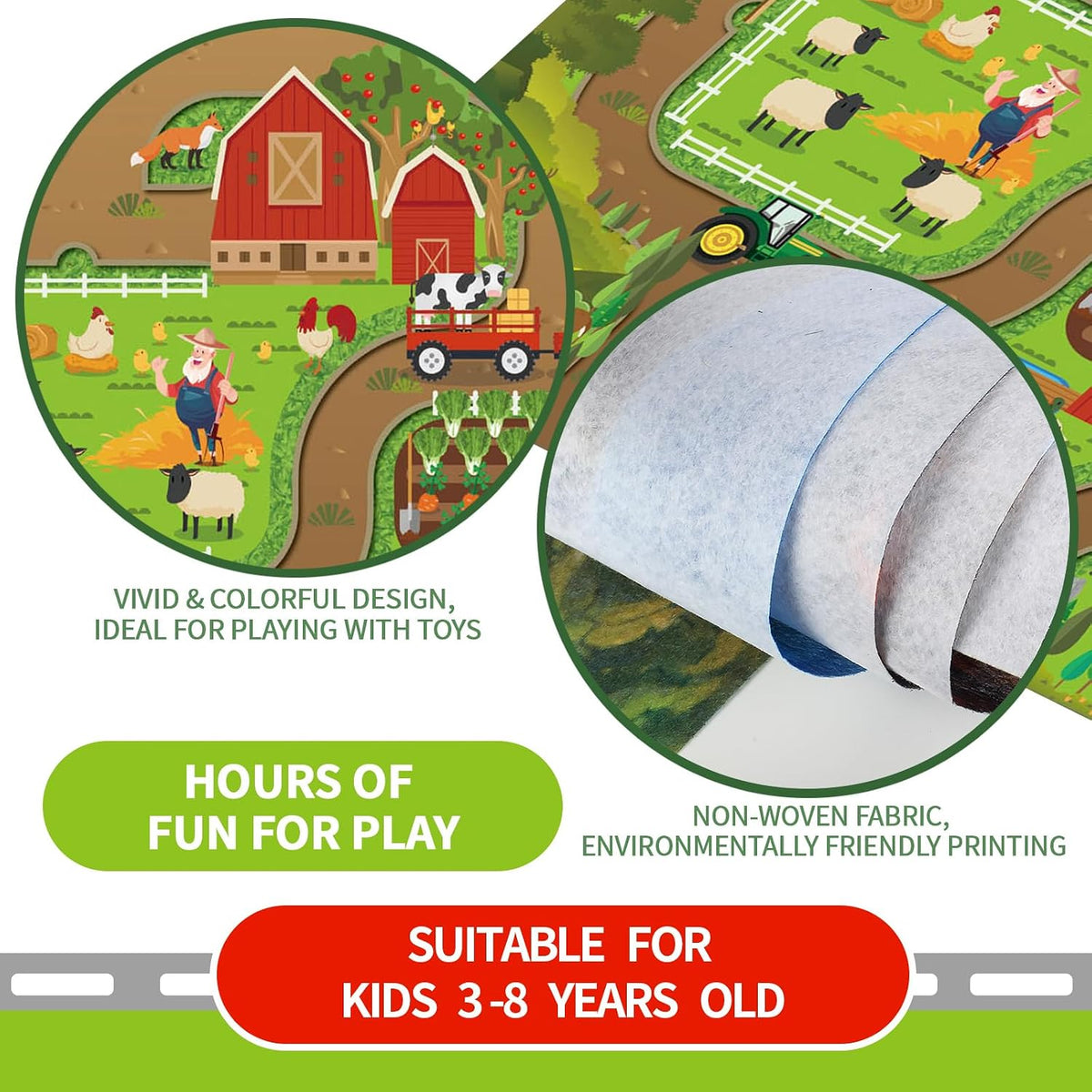 Oriate Kids Dream Mat Modern City Road Map Rug - Farm Mat - image 4