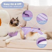 Purple Avont cat recovery suit size M in breathable cotton - view 3