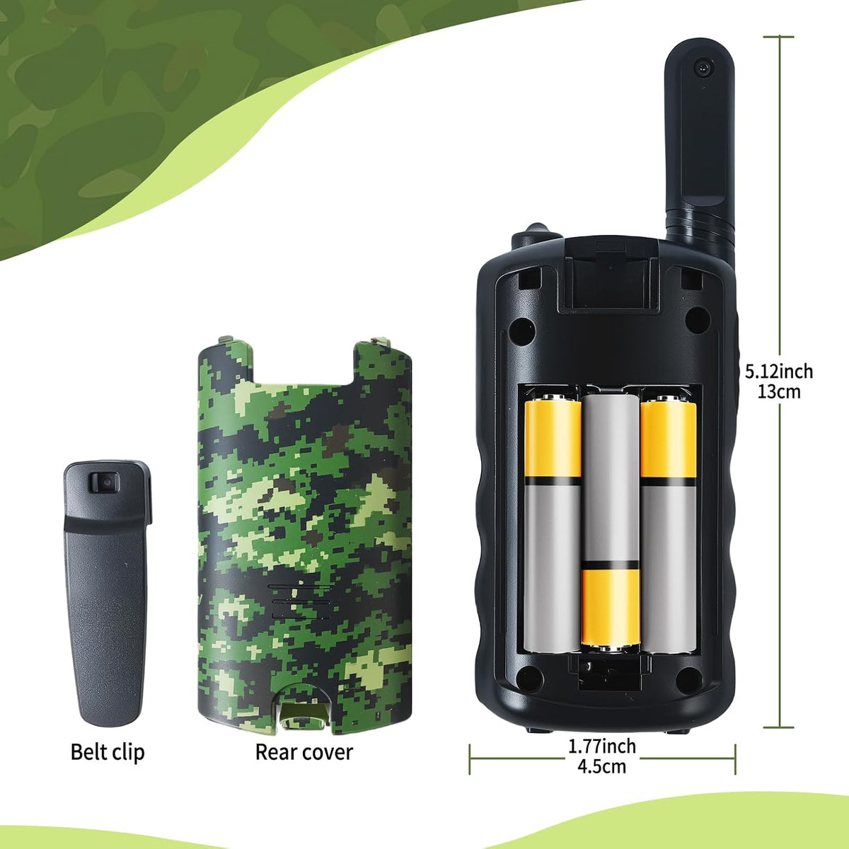 VOOPON green camo walkie talkies for kids with LCD screens - view 9