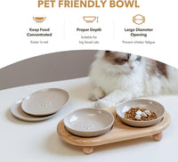 Elevated Cat Bowls, Cat Food and Water Bowl Set - Vintage Latte / 2 Bowls+2 Dishes - image 4