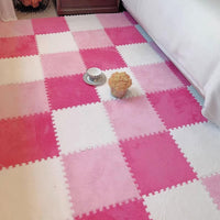 Typutomi 12 piece plush puzzle foam floor mat in rose red and pink interlocking tiles - view 15