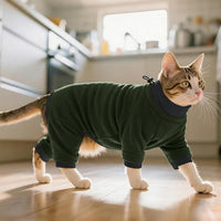 Sticky Hair Cat Clothes, Prevent Loss Pajamas - XX-Large / Green - image 3