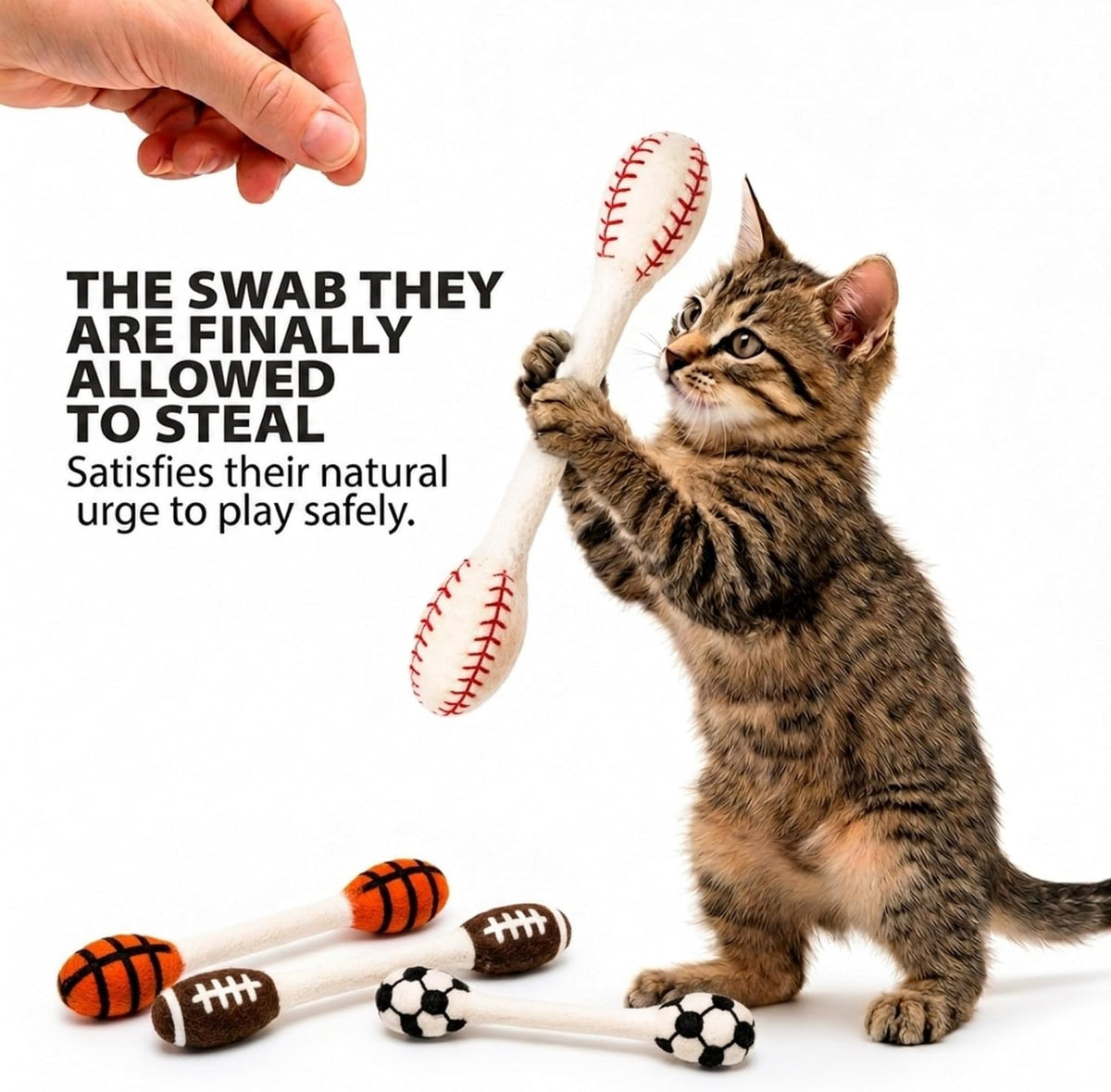 Glaciart One XXL Swabs Cat Toys with Catnip, 2 Pk - Sport Ball Swabs / Regular - image 4