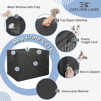 Explore Land Dog Crate Cover - Black / 36.0"L x 23.0"W x 25.0"H - image 4