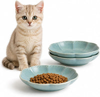 Mecaikru Ceramic Cat Food Bowls - seafoam blue / 5.5in / cloud pearl