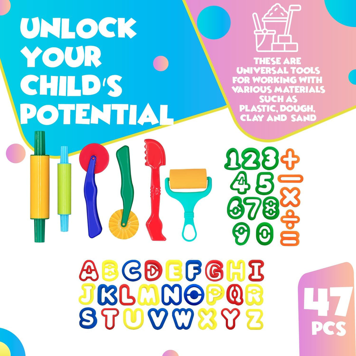 DIMROM Clay and Play Dough Tools Nine Piece Set, Ages 3 & Up - 47-piece Set - image 2