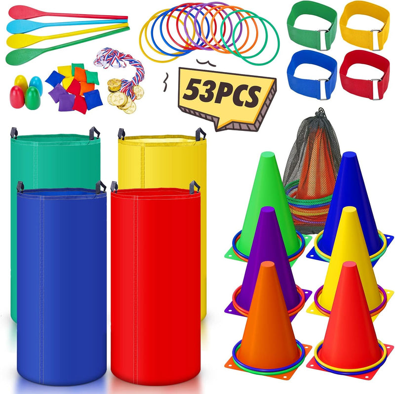 53PCS Outdoor Lawn Carnival Games Bean Bags Ring Toss Set Potato Sack - 53PCS