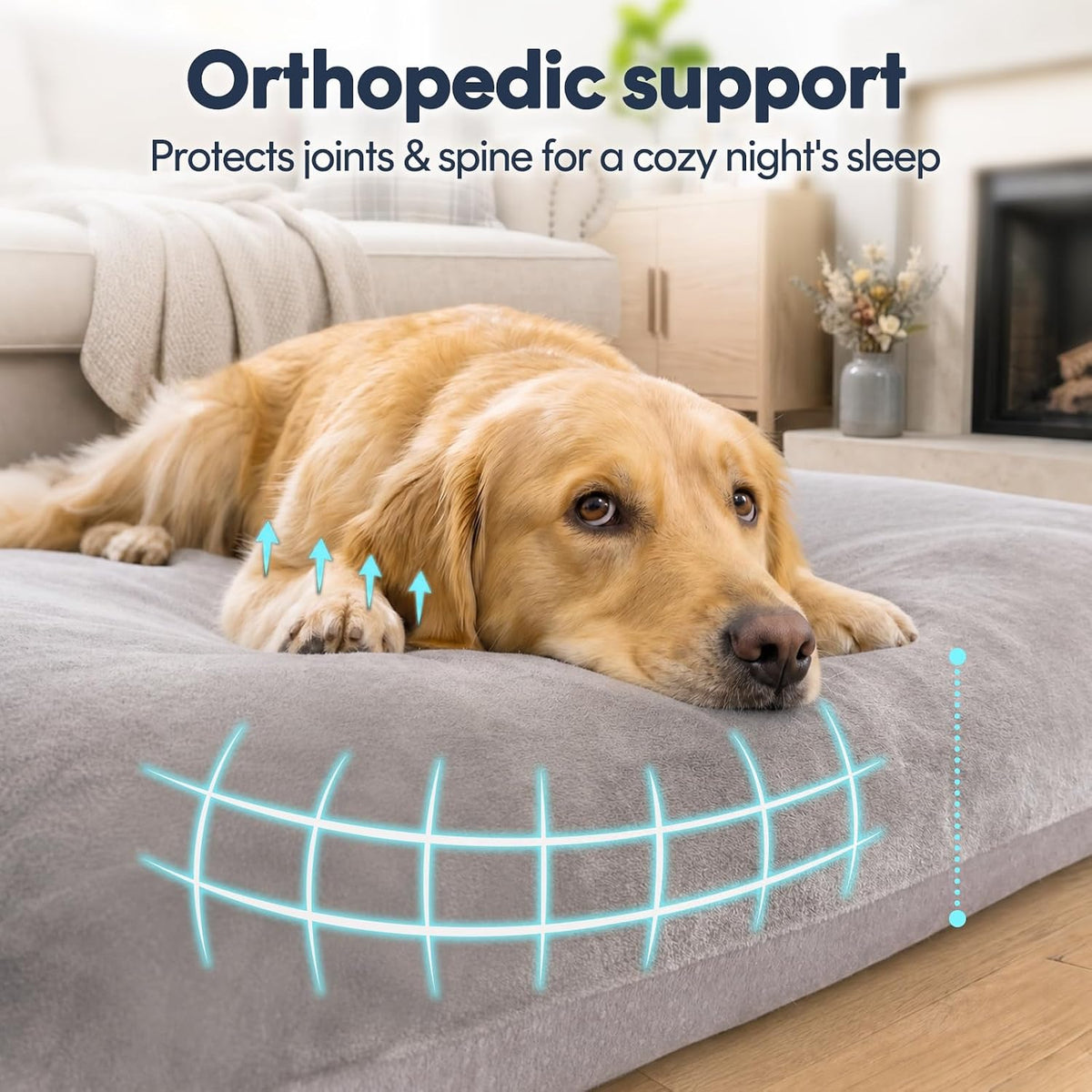 Magic Dog Orthopedic Extra Large Dog Bed 47 Inch - 47.0"L x 39.0"W x 5.0"Th / Grey - image 2