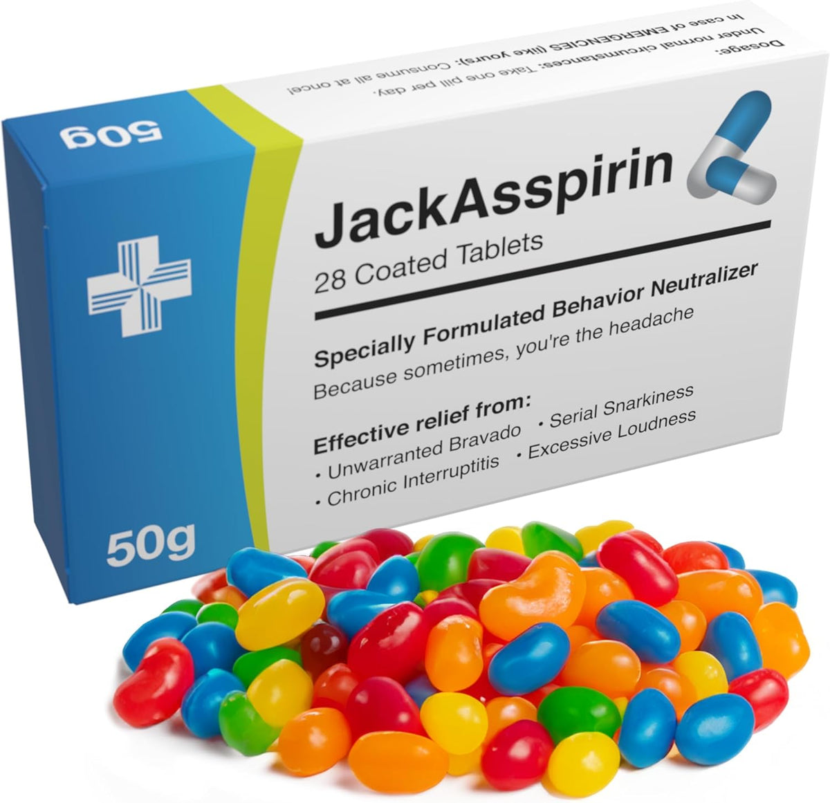 Funny Prank Pill Box Candy, Gag Gifts for Men - Jack Asspirin