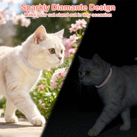 Rhinestone Cat Collar Breakaway, Bling Sparkly Diamond - Orange / 8"-12" Cats / Mini Dogs - image 4