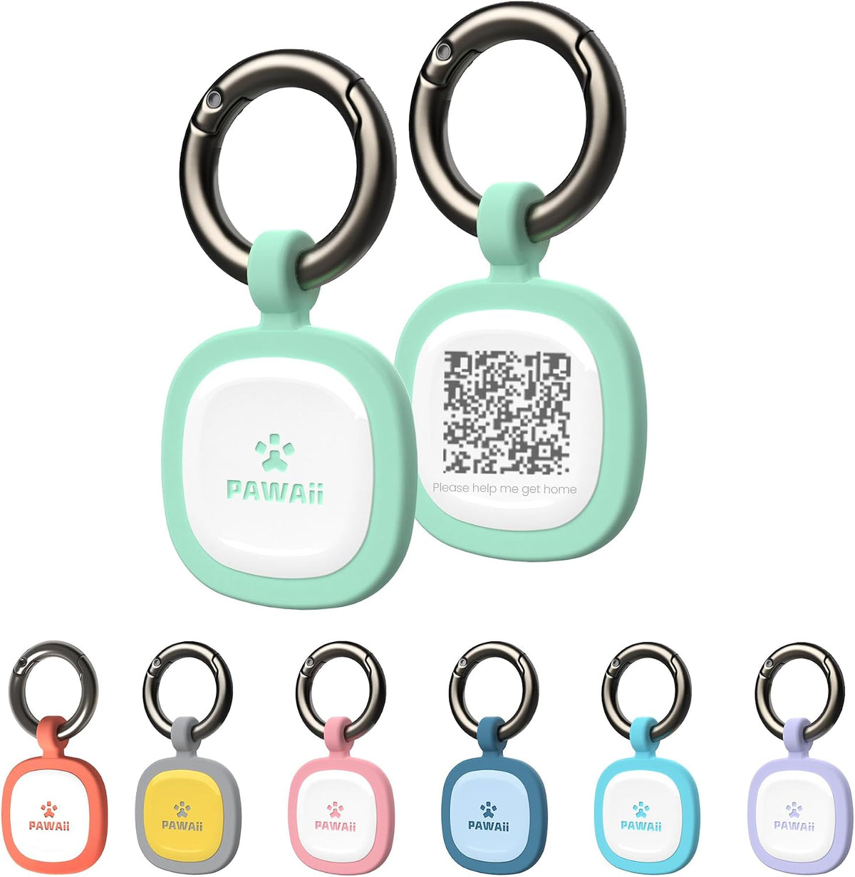 Pawaii Dog ID Tag, Silent Silicone QR Code Tag, Scan Alerts - Green