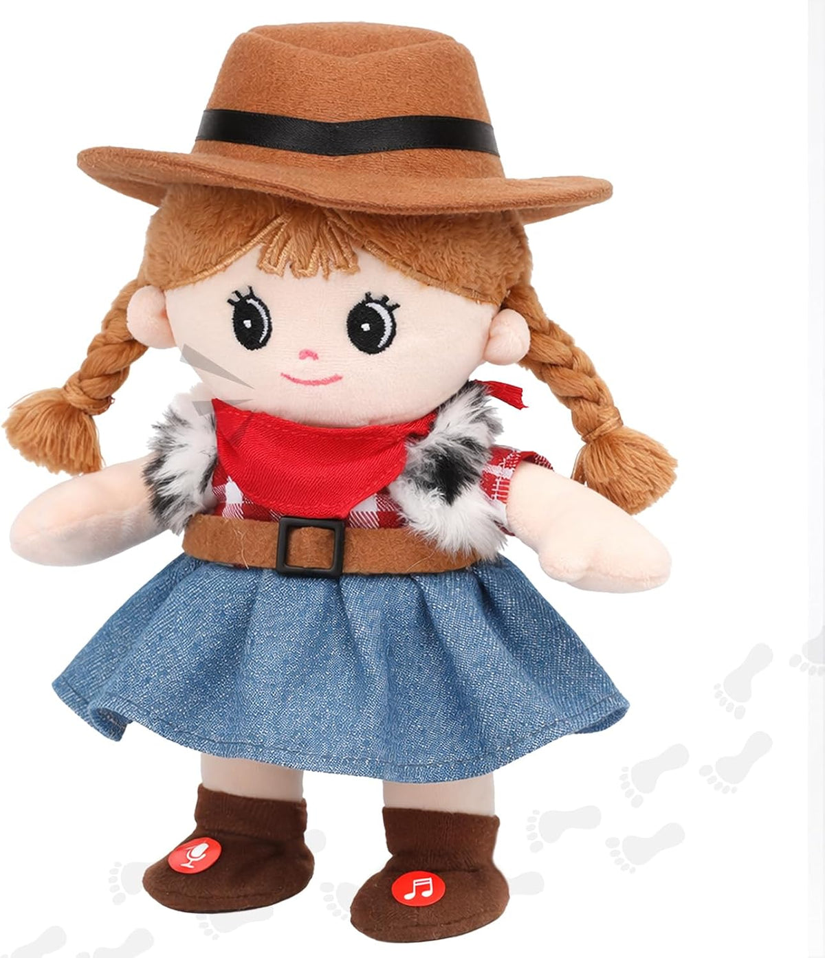 Hopearl Talking Singing Cowgirl Repeats What You Say Girl Walking - White Cowgirl