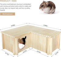 Wooden Hamster Platform and Dwarf Hamster House,Cute Syrian Hamster Tiny House Hideout,Large Balcony Lookout Holes,for Dwarf Gerbils and Mouse Mice Rat Other Small Animals(F)