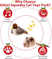 GiGwi Interactive Cat Toys Squeaky - Bird+Mouse - image 3