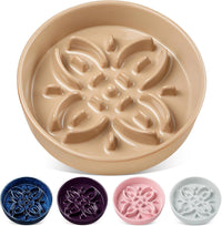 vancasso Ceramic Slow Feeder Dog Bowls - L-3 Cups / Brown