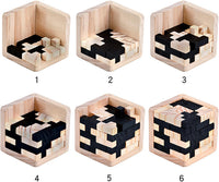 Wooden Brain Teaser Puzzles Cube Stocking Stuffers Wooden Puzzles - Black and Natural - image 2