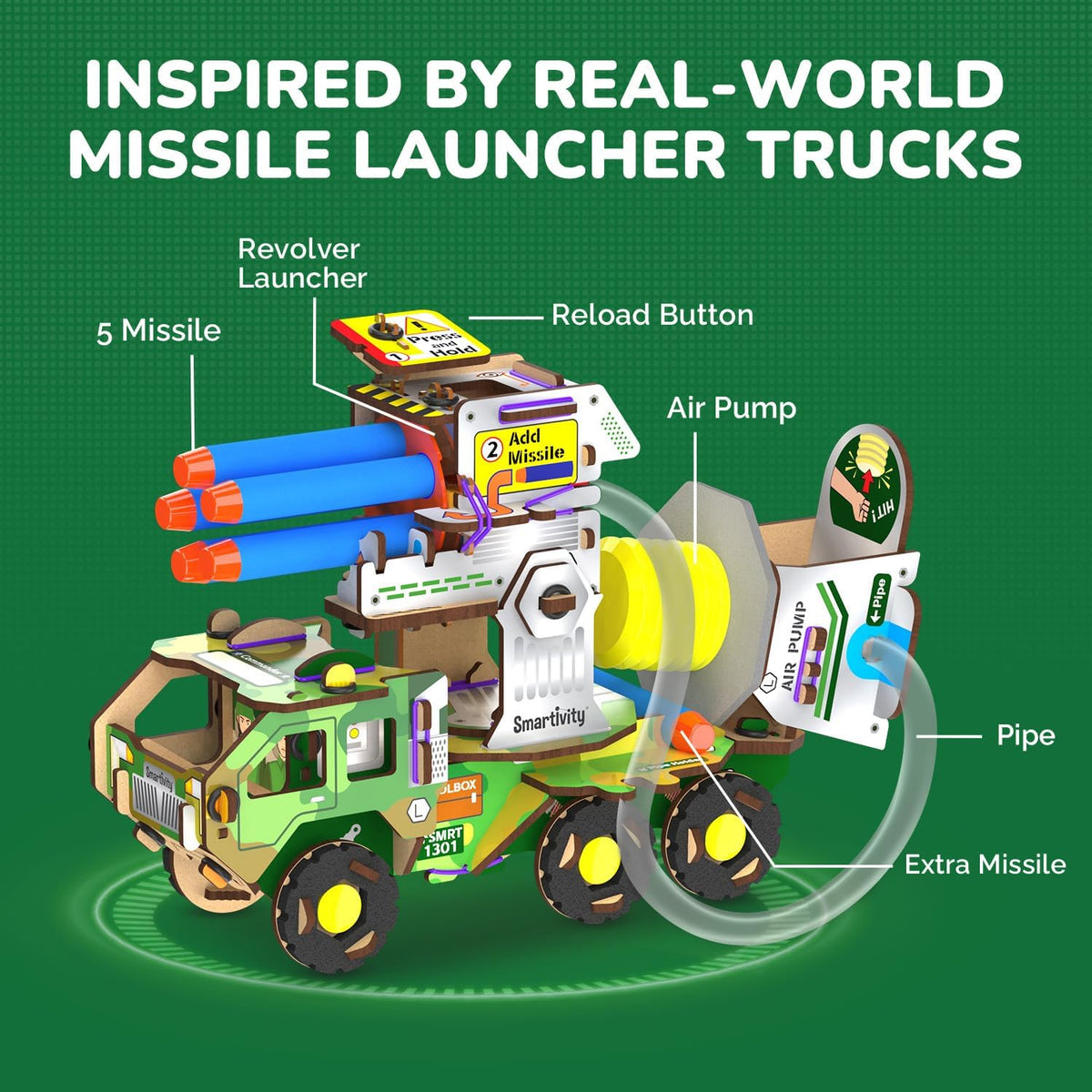 Smartivity DIY Rocket Launcher STEM Kit for Kids 6-12 Years – Fun for Kids & Family - Military Truck - image 3
