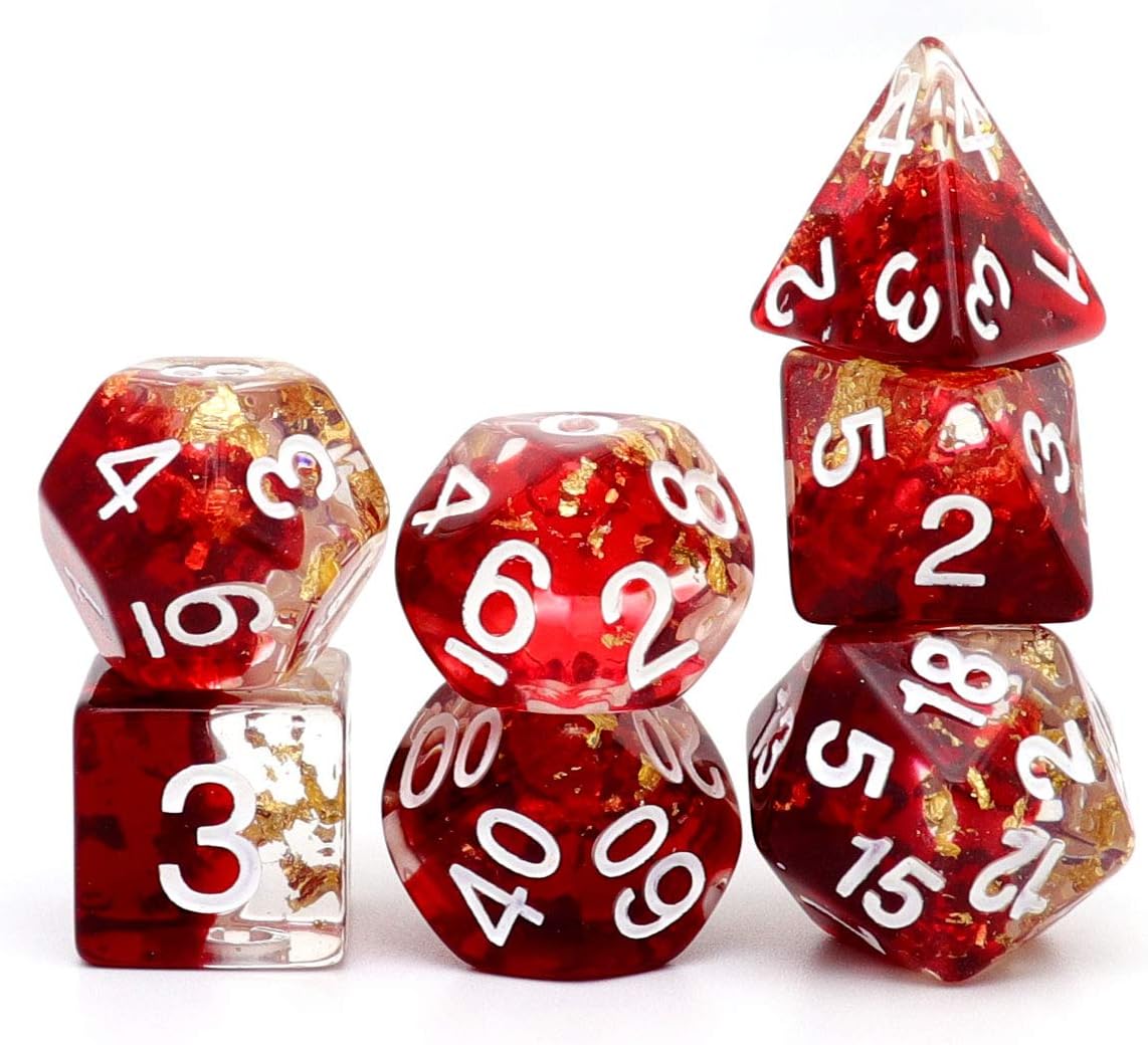 Haxtec Light Green DND Dice Set - Red Clear - image 2