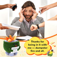 Megele 7-pack crochet dumpster fire desk figures in different colors with positive cards - view 8