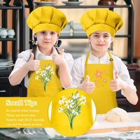 Kids Apron and Chef Hat Set Adjustable Child Art Aprons with 2 - F-yellow / Large - image 4