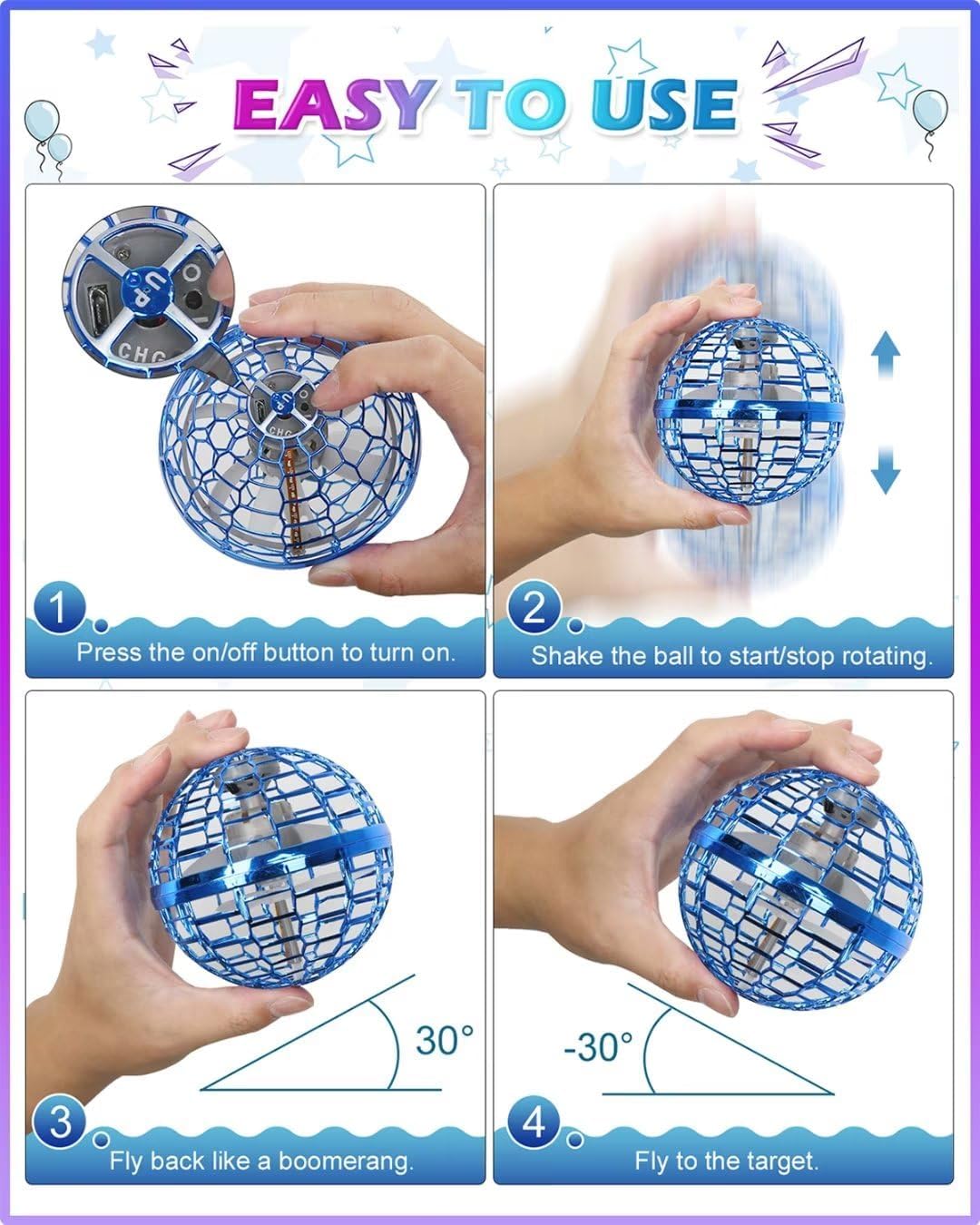 ATHLERIA Magic Flying Orb Ball, Boomerang Hover Balls - Flying Ball Only / Pink - image 2
