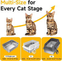 Stainless Steel Litter Box with Scoop, Small Metal Pan for Cats - silver - image 2