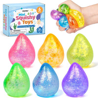 16 Pack Slow Rising Stress Balls，Textured Memory Soft Stress Ball – Fun for Kids & Family - 6 Pack Water Droplet Stress Balls