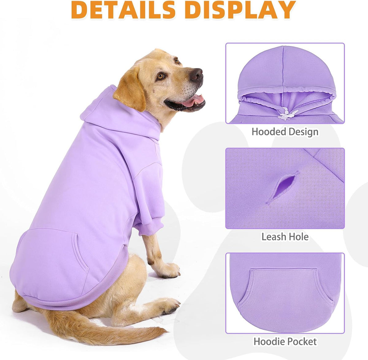 Dog Hoodie for Large Medium Small Dogs - Lavender / Small/Medium - image 4