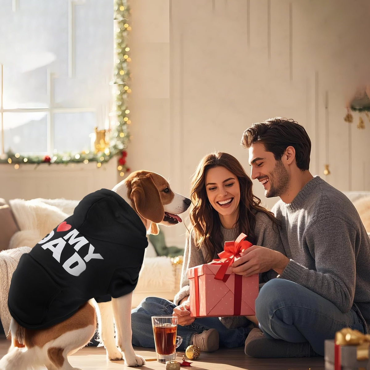 Dog Basic Hoodie Soft Dog Clothes Cold Weather Sweaters for Medium - I LOVE MY DAD / S(Back: 12.6",Chest:18.11", 5-10 lbs) - image 4