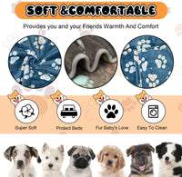 Rezutan Blanket for Large Dogs & Cats Soft Reversible Cute Paw 40"x31" – Essentials for Dogs - Blue 2pack+ Gray 1pack / Large,41x31inch - image 2