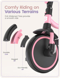 besrey Toddler Tricycle with Bell - Pink - image 4