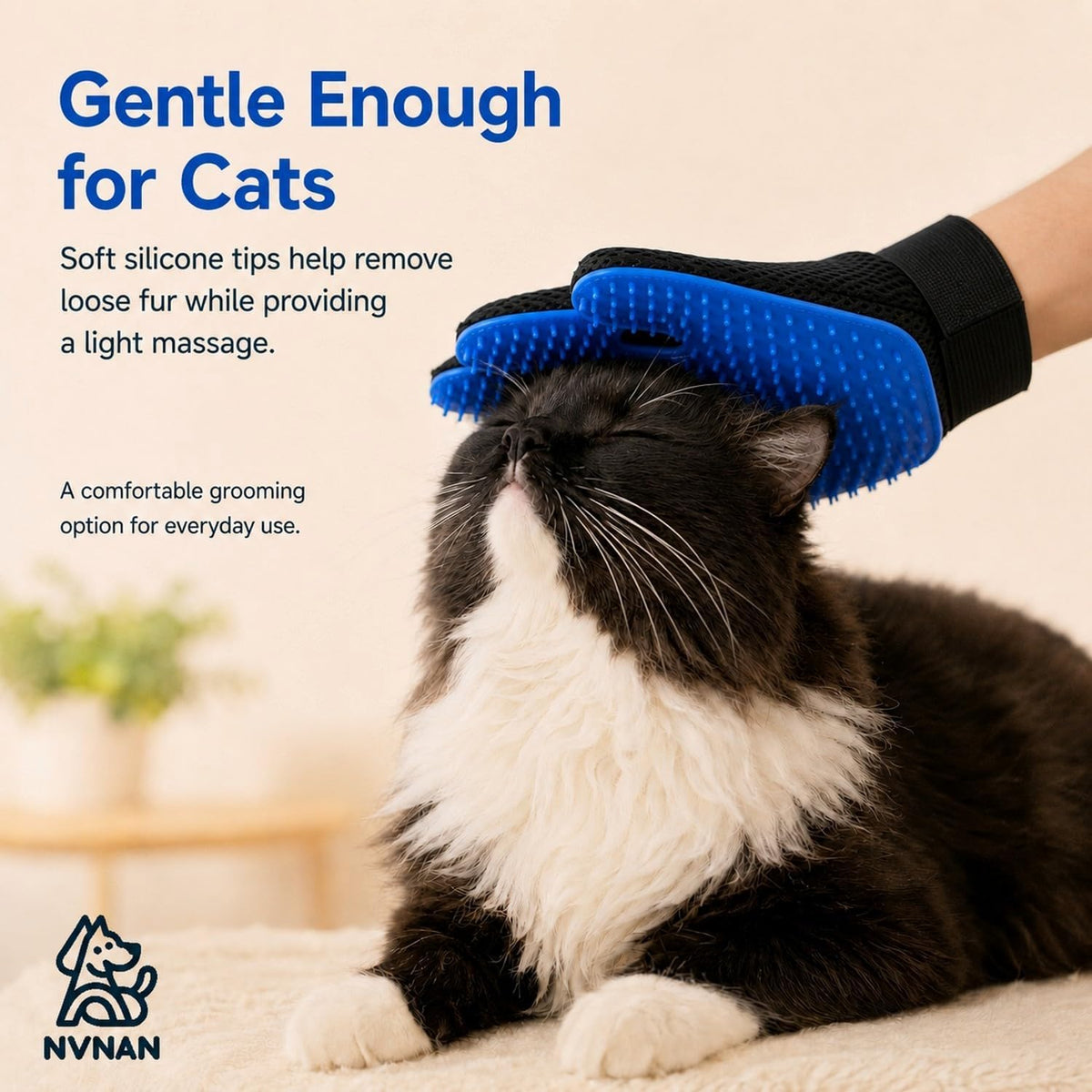 NVNAN Pet Hair Removal Glove for Dogs & Cats - Blue - image 3