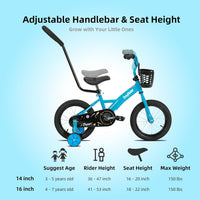 JOYSTAR 10" 12" 14" 16" Kids Bike for Boys and Girls Ages 1-7Y – Fun for Kids & Family - Blue / 16 Inch with Training Wheels - image 2