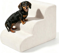 Dog Stairs for Bed & Couch, 18" H 4-Step Pet Ramp for Small Dogs - Beige / 3 / Standard 15" Height