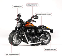 Toy Motorcycle, Pull Back Moto Bike Toy with Sound and Light – Fun for Kids & Family - Black - image 2