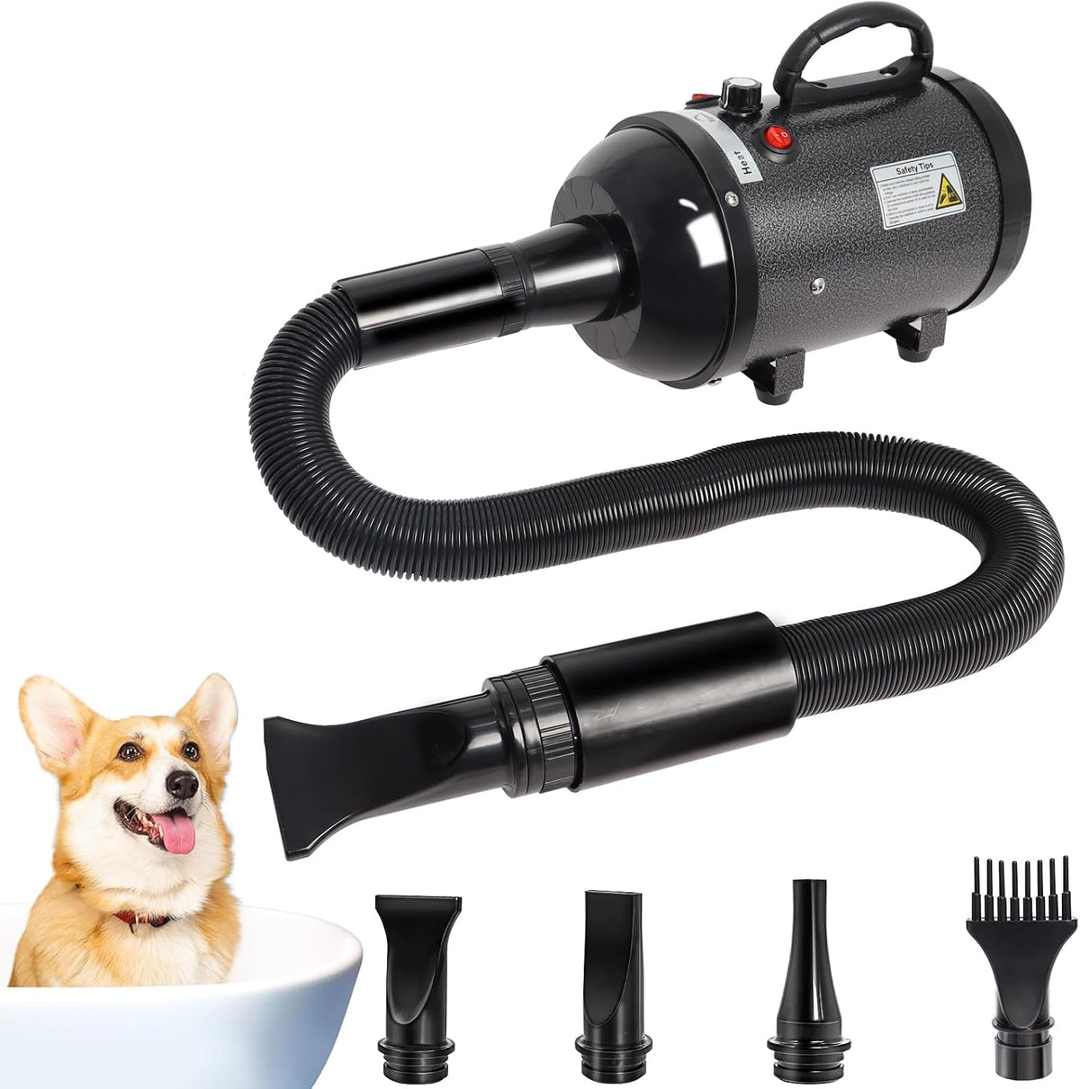Dog Dryer for Large Dogs 5.2HP 3800W High Velocity Pet Hair Dryers – Essentials for Dogs - Black
