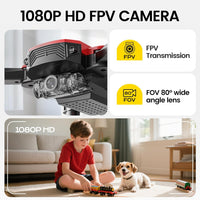 DEERC D20 Mini Drone for kids 1080P HD FPV Camera Remote Control - D20-Red - image 2