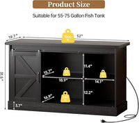 55-75 Gallon Fish Tank Stand with Sliding Barn Doors & Power Outlet, Heavy Duty Aquarium Stand with Cabinet Storage for Fish Tank, Turtle Tank, Reptile Terrarium, 1000LBS Capacity, Black